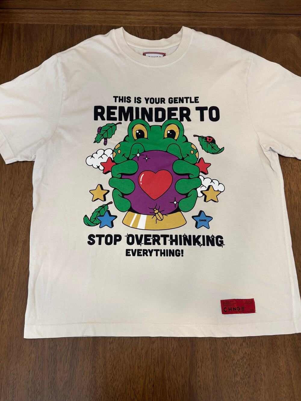 CHNGE Frog Graphic T-Shirt XXL Stop Overthinking Everything